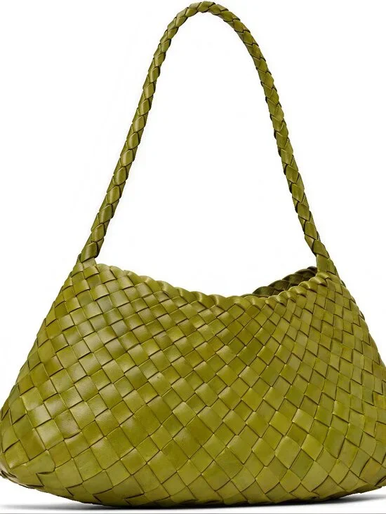 Dragon Diffusion Bamboo Green Woven Leather Baguette Bag - Picture 3 of 12